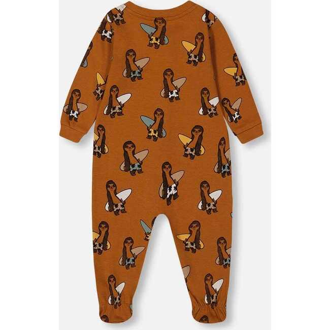 Organic Cotton One-Piece Pajama, Sloths On Tan Background - Footie Pajamas - 2