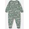 Organic Cotton One-Piece Pajama, Light Sage And Gray Crocodile - Footie Pajamas - 2