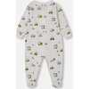 Organic Cotton One-Piece Pajama, Off-White And Multi Truck - Footie Pajamas - 2