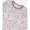 Organic Cotton Long Sleeve Top And Pant Pajama Set, Pale Pink Flowers On Neutral Lilac - Pajamas - 2