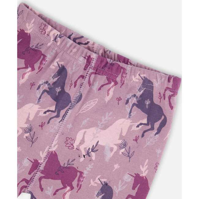 Unicorns Print Organic Cotton 2-Piece Pajama Set, Mauve - Pajamas - 4