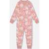 Roses Print Organic Cotton One-Piece Pajama, Old Pink - Pajamas - 2