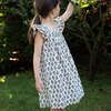 Girls Everly Square Neck Dress, Teal and Brown Jewel Handblock - Dresses - 3