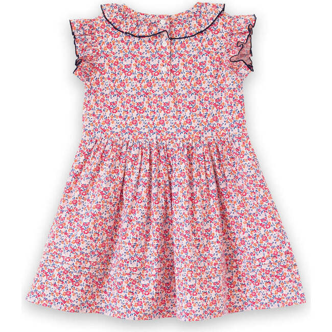 Girls Ana Dress with Ruffles, Red and Blue Floral - Dresses - 5