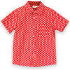 Boys Collar Shirt, Flowers in Brilliant Red - Polo Shirts - 1 - thumbnail