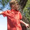 Boys Collar Shirt, Flowers in Brilliant Red - Polo Shirts - 2