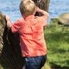 Boys Collar Shirt, Flowers in Brilliant Red - Polo Shirts - 3