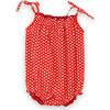 Baby Romper with Smocked Neck, Flowers in Brilliant Red - Rompers - 1 - thumbnail