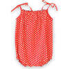 Baby Romper with Smocked Neck, Flowers in Brilliant Red - Rompers - 2