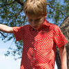 Boys Collar Shirt, Flowers in Brilliant Red - Polo Shirts - 4