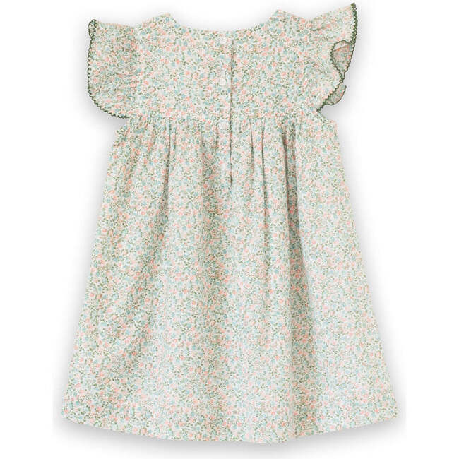 Girls Hannah Dress with Flutter Sleeves, Pastel Green and Peach - Dresses - 5