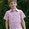 Boys Collar Shirt, Red and Blue Floral - Polo Shirts - 5