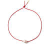 Women's Pearl Leather Cord Necklace, Cherry Red - Necklaces - 1 - thumbnail