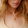 Women's Pearl Leather Cord Necklace, Cherry Red - Necklaces - 3