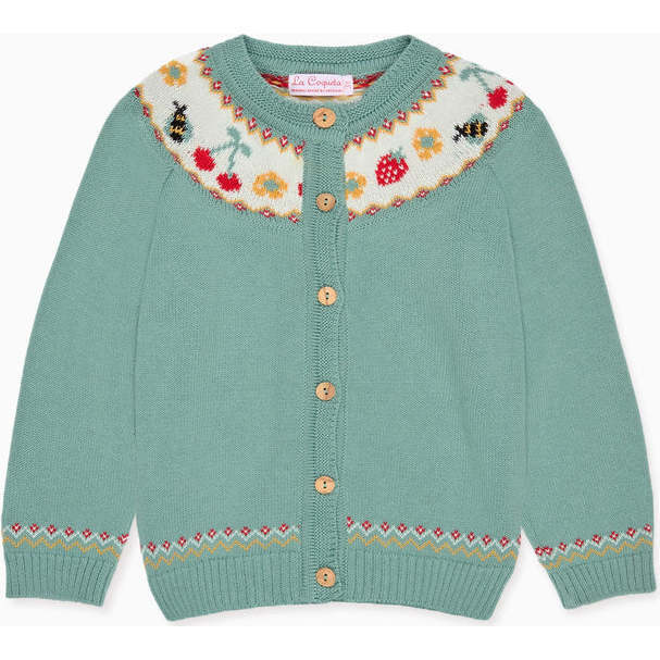Sage Green Verano Cotton Girl Cardigan - Cardigans - 1
