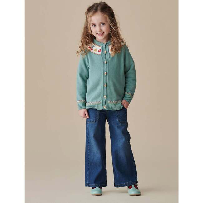 Sage Green Verano Cotton Girl Cardigan - Cardigans - 2