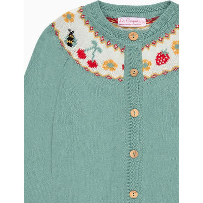 Sage Green Verano Cotton Girl Cardigan - Cardigans - 3