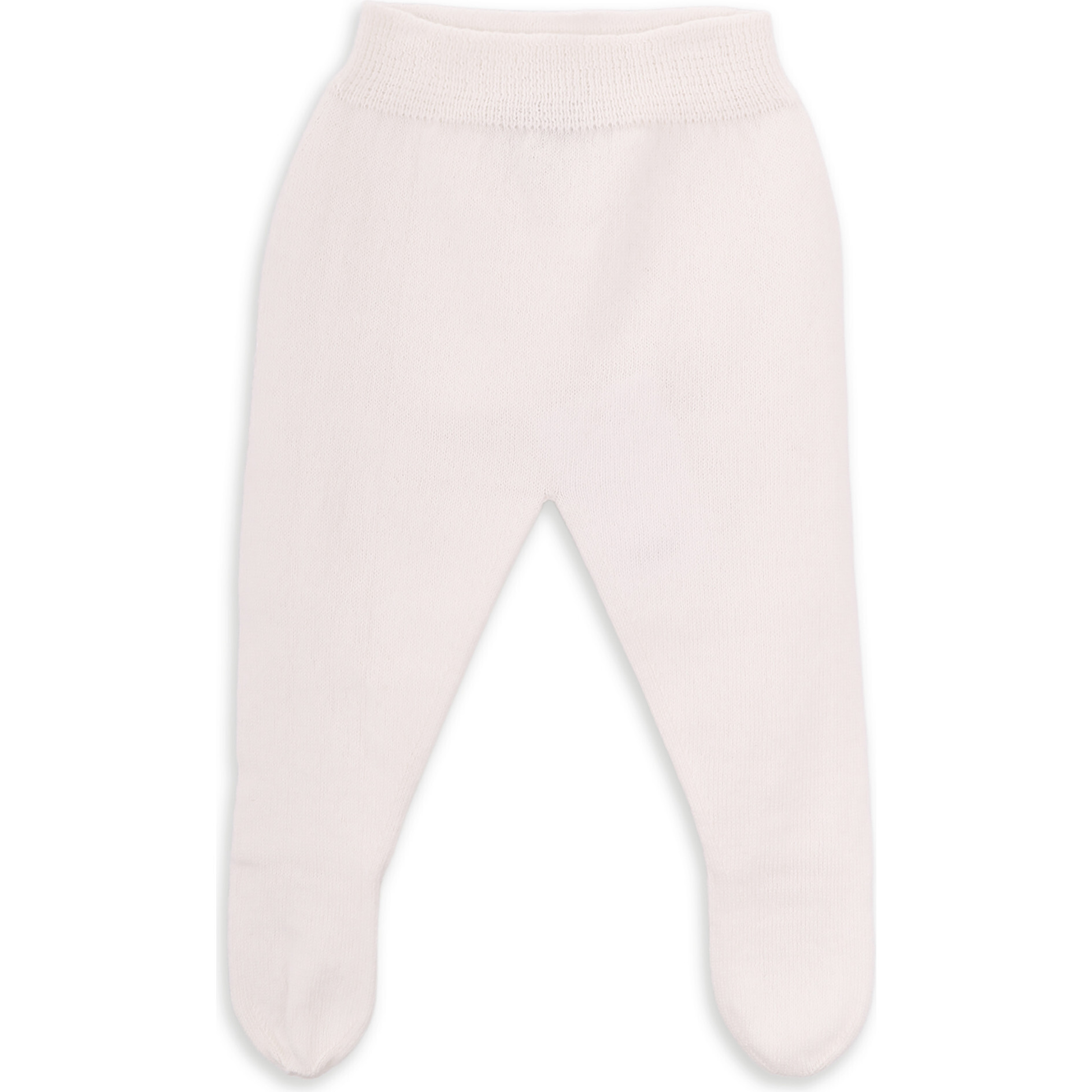Newborn Cotton Knit Pants, White - Pants - 1