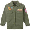 Riley Overshirt Jacket With Emroidered Badges, Green - Jackets - 1 - thumbnail