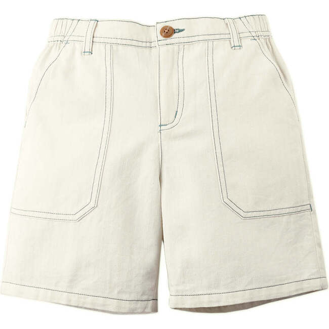 Santino Bermuda Shorts With Contrast Stitching, Offwhite