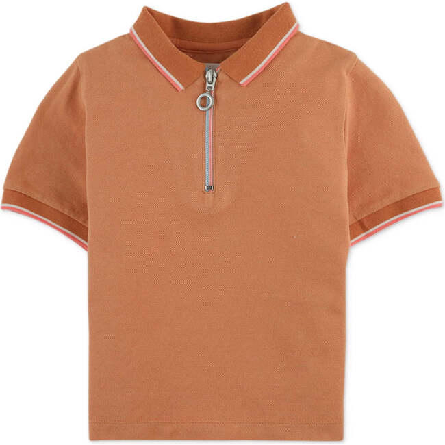 Rocco Quarter Zip Polo Shirt, Brown