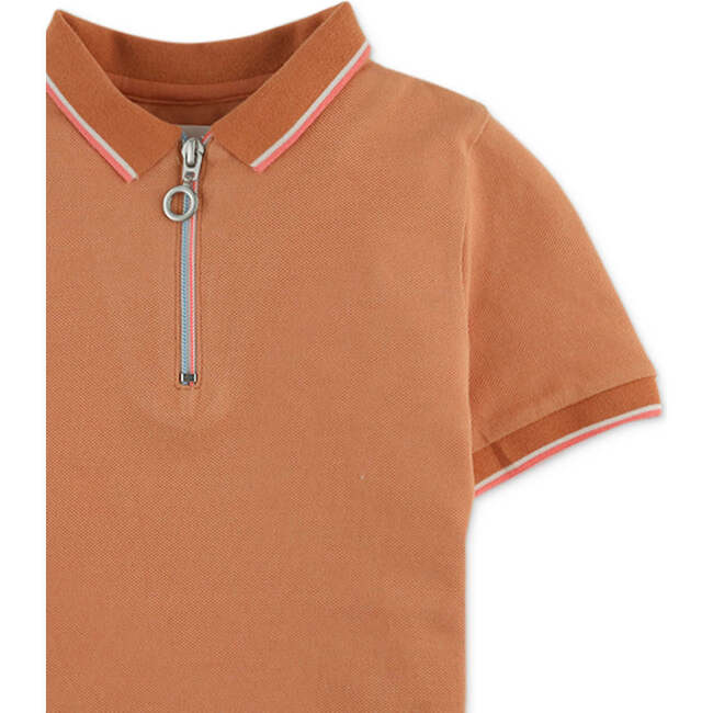 Rocco Quarter Zip Polo Shirt, Brown - Polo Shirts - 3