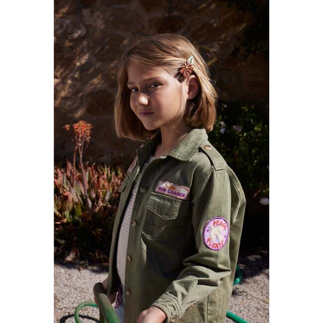 Riley Overshirt Jacket With Emroidered Badges, Green - Jackets - 2