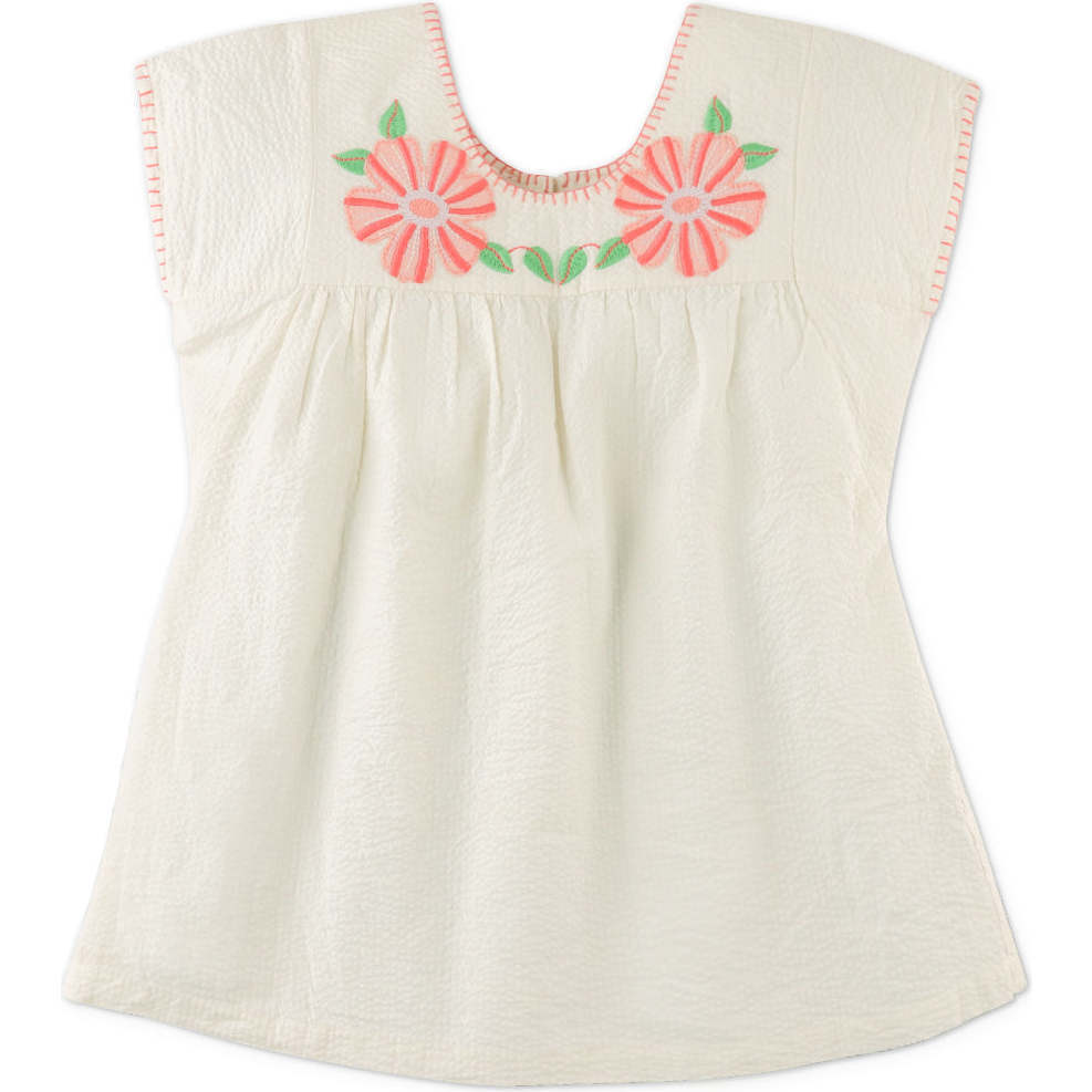 Persephone Dress With Floral Embroidery, Offwhite - Dresses - 1