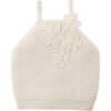 Neva Halter Top With Flower Applique, Offwhite - Blouses - 1 - thumbnail