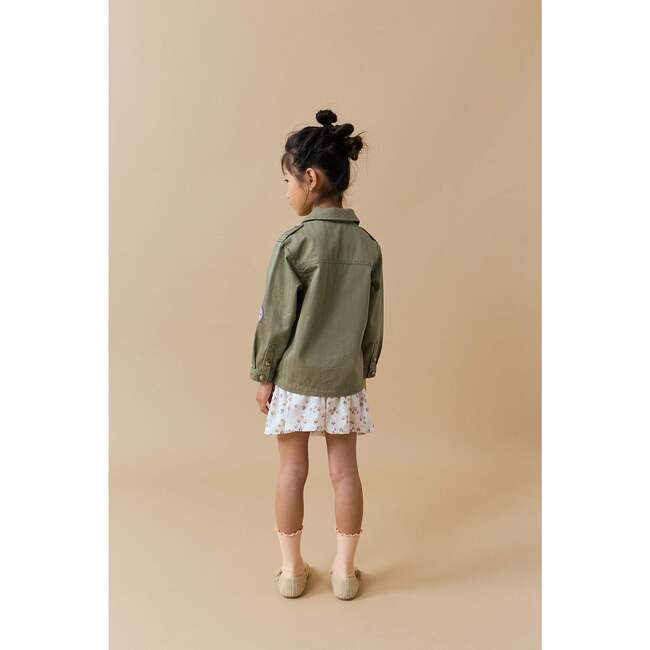 Riley Overshirt Jacket With Emroidered Badges, Green - Jackets - 5