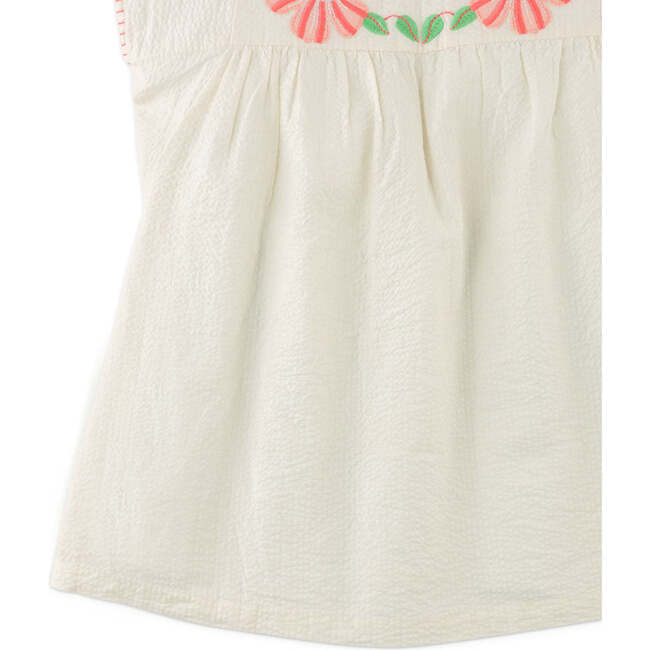 Persephone Dress With Floral Embroidery, Offwhite - Dresses - 4