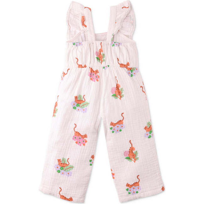 Mini Ivana Jumpsuit In Tiger Print, White - Rompers - 2