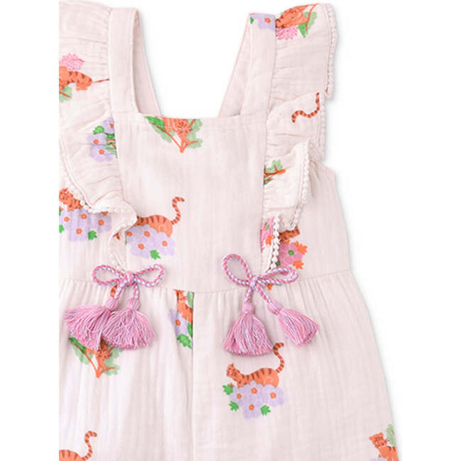 Mini Ivana Jumpsuit In Tiger Print, White - Rompers - 3
