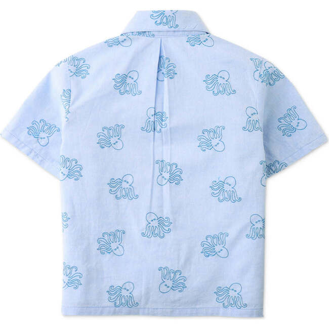 Miguel Button-Down Shirt With Octopus Embroidery, Blue - Button Downs - 3