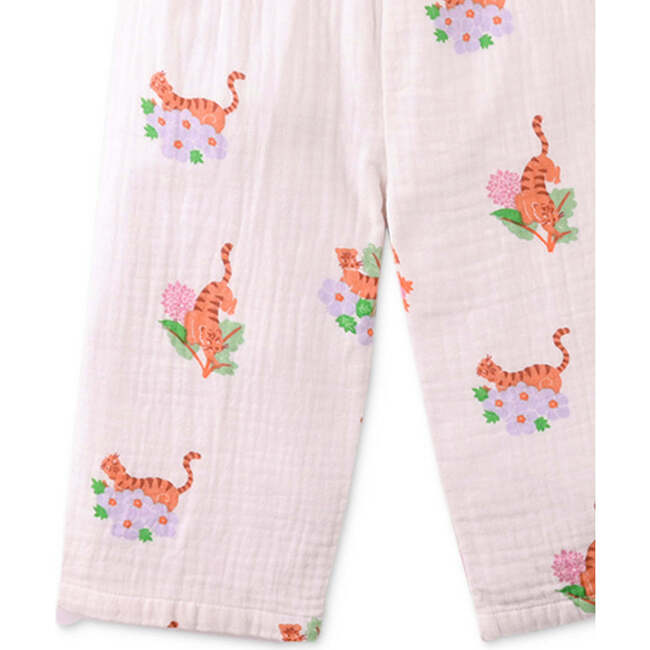 Mini Ivana Jumpsuit In Tiger Print, White - Rompers - 4