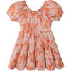 Lucinda Waisted Tiered Dress In Fire Floral Print, Orange - Dresses - 1 - thumbnail