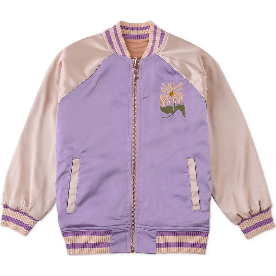 Leighton Varsity Jacket With Flower Embroidery , Multicolor - Jackets - 1