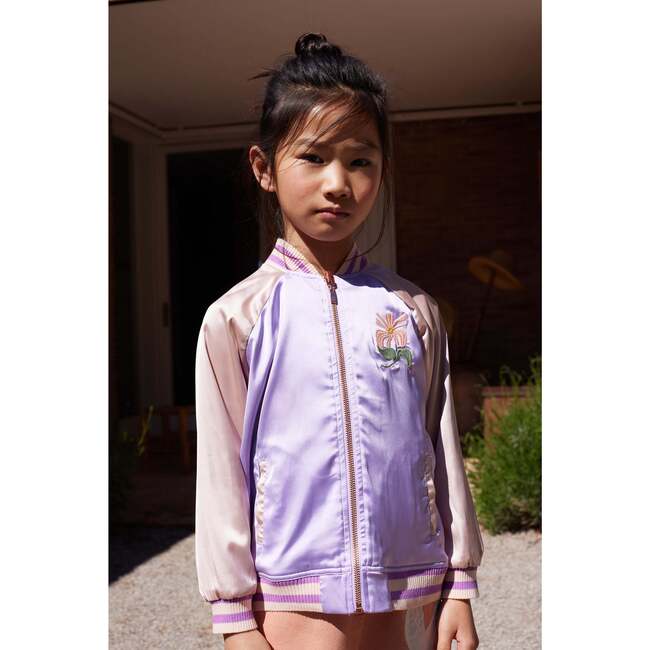 Leighton Varsity Jacket With Flower Embroidery , Multicolor - Jackets - 2