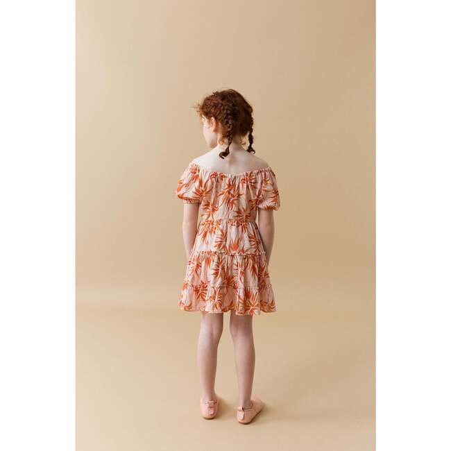 Lucinda Waisted Tiered Dress In Fire Floral Print, Orange - Dresses - 3