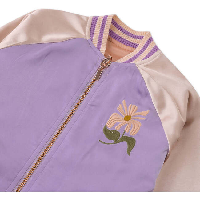 Leighton Varsity Jacket With Flower Embroidery , Multicolor - Jackets - 3