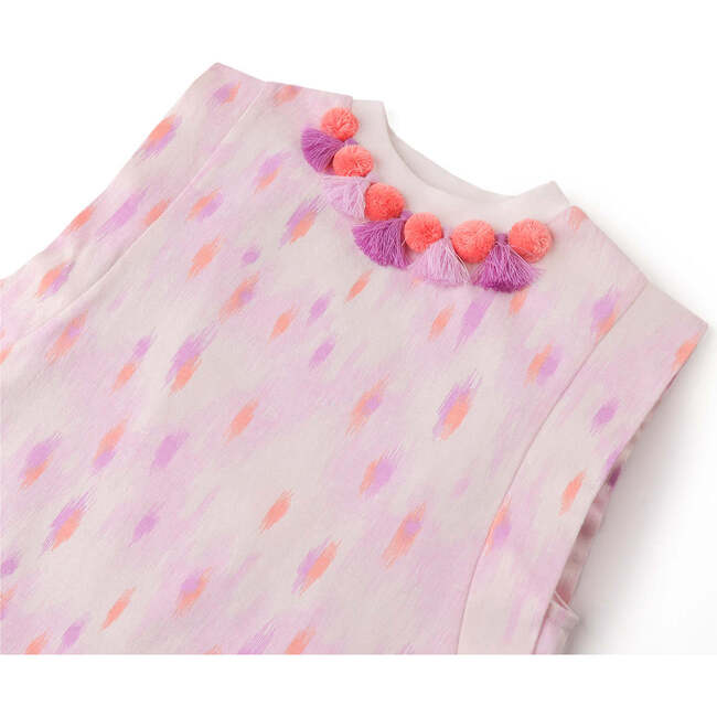 Katya Printed Top With Pom-Pom & Tassels On Neckline, Multicolor - T-Shirts - 5