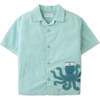 Felix Button-Down Shirt With Octopus Embroidery , Green - Button Downs - 1 - thumbnail