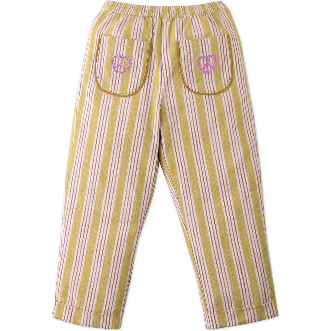 Faye Stripey Pull-On Pants, Yellow - Pants - 1