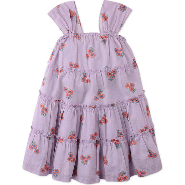 Erin Tiered Dress In Daisy Print, Purple