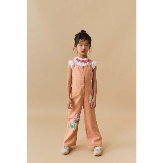 Eunice Strappy Jumpsuit With Front Buttons And Appliques, Tan - Jumpsuits - 2