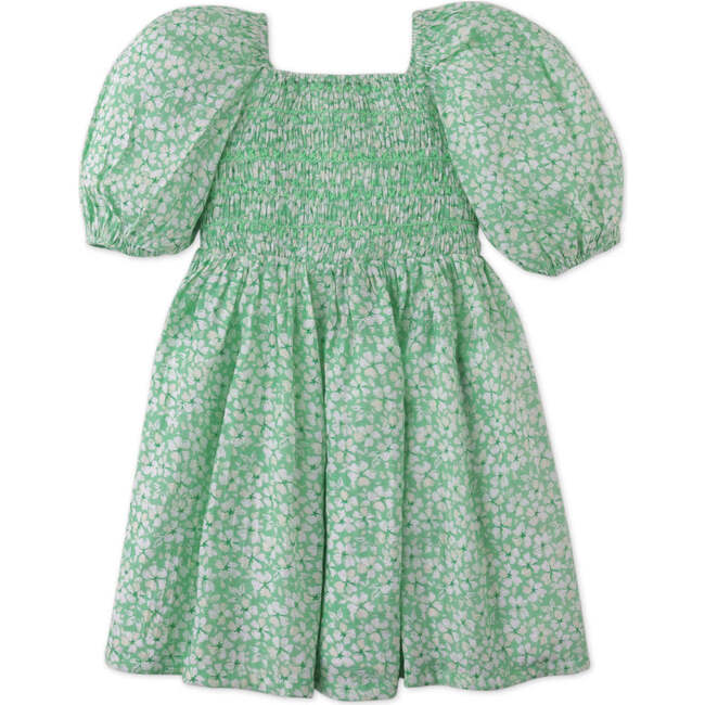 Emilia Dress With Puff Sleeves In Floral Print, Green