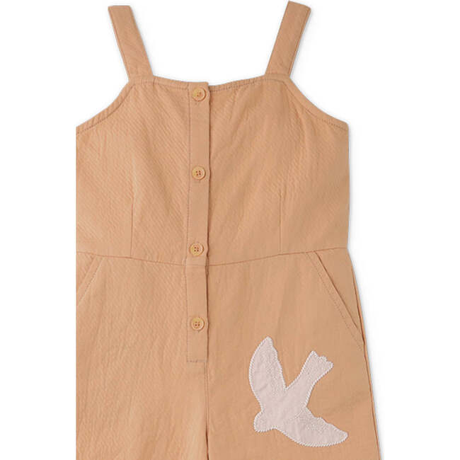 Eunice Strappy Jumpsuit With Front Buttons And Appliques, Tan - Jumpsuits - 3