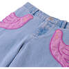 Esme Denim Pants With Bird Patch Pocket, Blue - Pants - 3