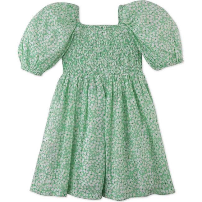 Emilia Dress With Puff Sleeves In Floral Print, Green - Dresses - 2