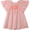 Elsie Stripey Dress With Kimono Sleeves, Pink - Dresses - 1 - thumbnail